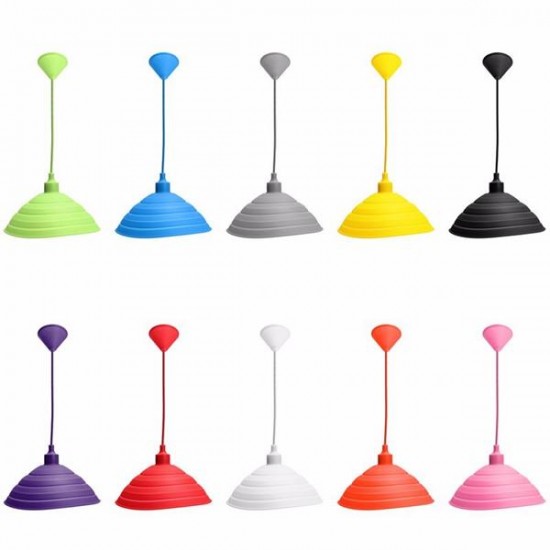 E27/E26 Pendant Lamp Holder Colorful Silicone Folding Lampshade Ceiling Light Socket AC 110-240V