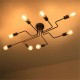 Industrial Edison 8 Lights Semi Flush Ceiling Light E27 Vintage Wrought Iron Large Without Bulbs