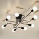 Industrial Edison 8 Lights Semi Flush Ceiling Light E27 Vintage Wrought Iron Large Without Bulbs