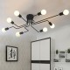 Industrial Edison 8 Lights Semi Flush Ceiling Light E27 Vintage Wrought Iron Large Without Bulbs