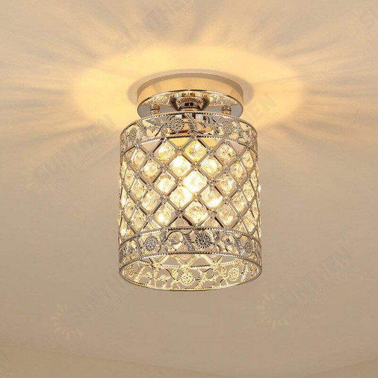 Flush Mount Ceiling Light E27 Base Crystal Fixture Modern Chandelier Mini Hallway Decor 220V Without Bulb