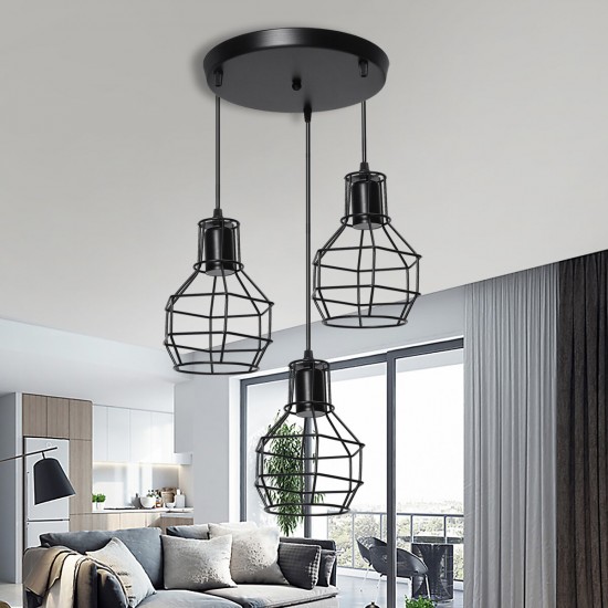 Industrial Vintage Metal Cage Fixture Ceiling Pendant Light Hanging Lamp Shade Without Bulb