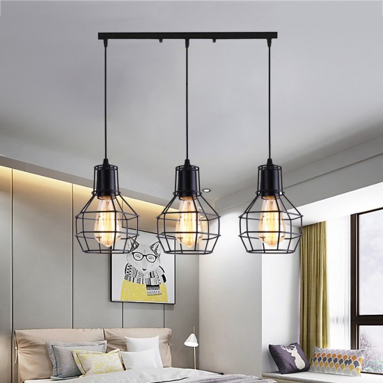 Industrial Vintage Metal Cage Fixture Ceiling Pendant Light Hanging Lamp Shade Without Bulb