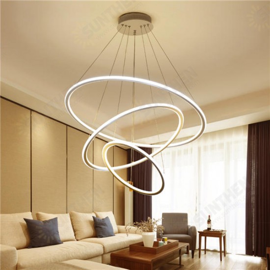 LED Ceiling Pendant Dimming Ring Light Holder Lamp Shade Fixture Home Living Room Decor AC220V