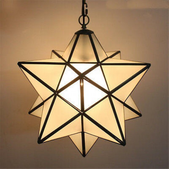 Moravian Star Glass Pendant Light Chandelier Light Modern Ceiling Lamp Fixture Decor