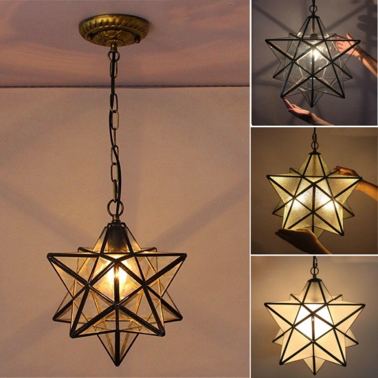 Moravian Star Glass Pendant Light Chandelier Light Modern Ceiling Lamp Fixture Decor