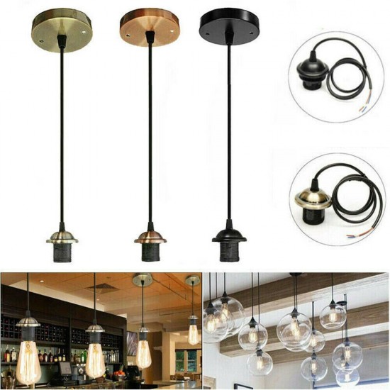 Single Head E27 Vintage Industrial Pendant Lamp Holder Ceiling Light Bulb Adapter 220V