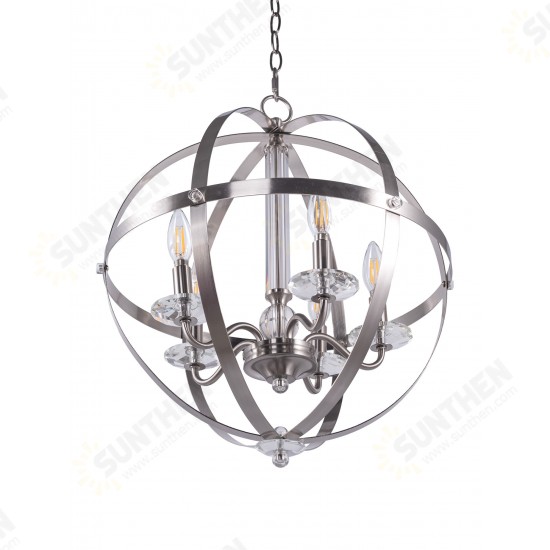 5-Light Candle Style Globe Chandelier Industrial Rustic Indoor Pendant Light Without Bulbs