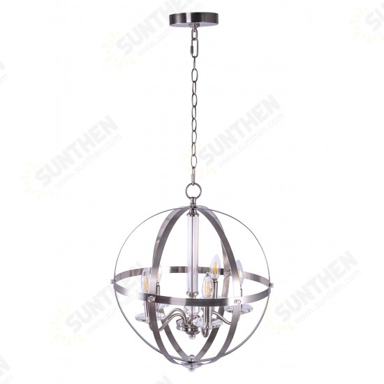 5-Light Candle Style Globe Chandelier Industrial Rustic Indoor Pendant Light Without Bulbs