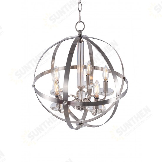 5-Light Candle Style Globe Chandelier Industrial Rustic Indoor Pendant Light Without Bulbs