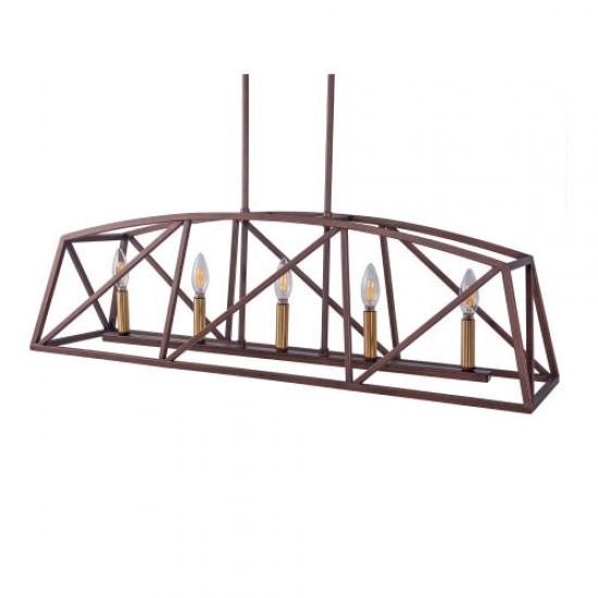 5-Light Candle Style Kitchen Island Linear Pendant