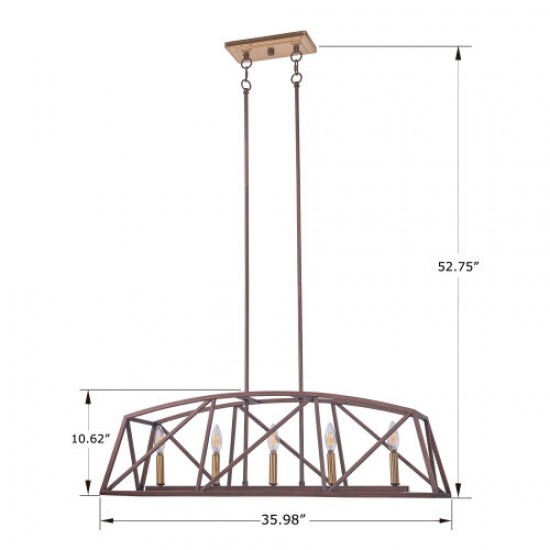 5-Light Candle Style Kitchen Island Linear Pendant