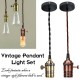 Vintage Ceiling Rose Braided Pendant Fabric Flex Lamp Holder Fitting Light Kit