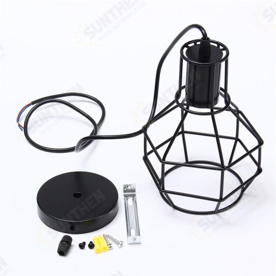 Vintage Industrial Pendant Ceiling Light Lamp Shade Metal Cage Black Cafe Loft Bar