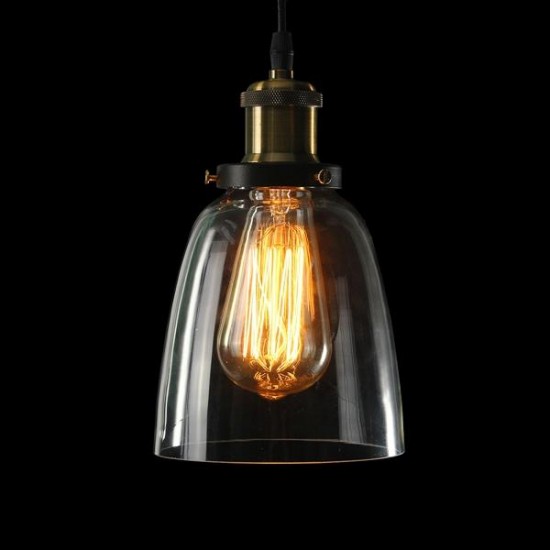 Vintage Industrial Retro Loft Glass E27 Ceiling Lampshade Pendant Light