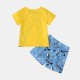 Boy's Cute Shark Cartoon Print T-Shirts Short-sleeved+ Pants Casual Clothing Set For 1-7Y Kids