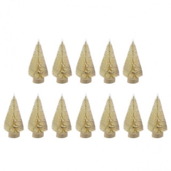 12 Pcs Mini Christmas Tree Sisal Silk Cedar Decor Small Christmas Tree Gold Silver Blue Green White Mini Christmas Tree