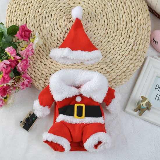 2020 Christmas Pet Dog Costumes with Hat Funny Santa Claus Costume for Dogs Winter Warm Coats Dog Clothes