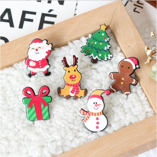 Christmas Mini Festive Snowman Elk Brooch New Year Decorationsl Gift Shirt Collar Brooch