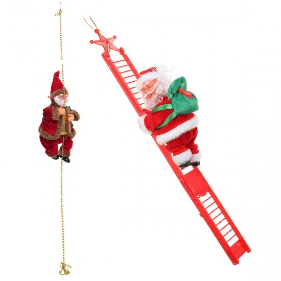 Electric Santa Claus Climbing Ladder Music Decor Christmas Tree Ornaments Gift