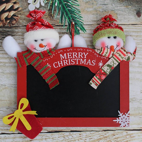 Merry Christmas Hanging Sign Wooden Square Blackboard Wall Door Decoration Hanging Tags for DIY Xmas Tree Door Decor