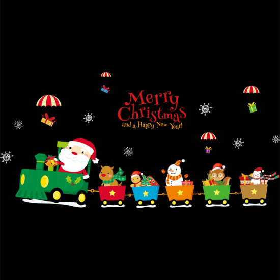 SK6037 Christmas Decoration For Cartoon Wall Sticker PVC Removable Christmas Party