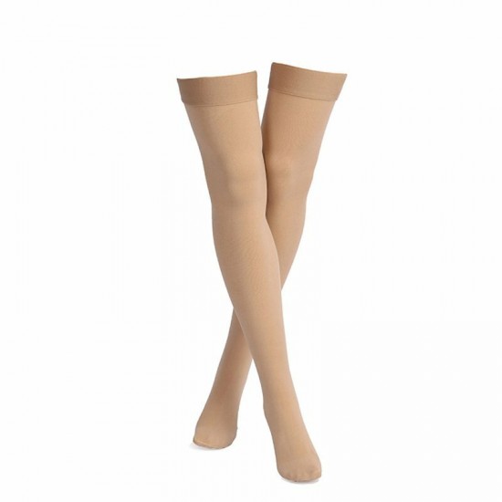 Skin Color Anti Skid Compression Thigh Stocking Prevent Varicose Vein Socks Pain Relief Close Toe