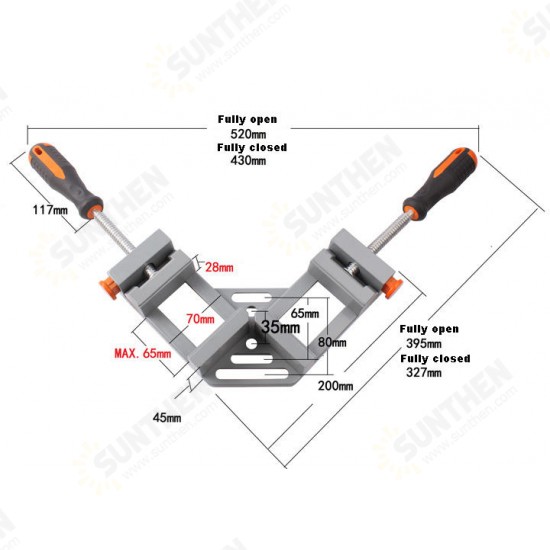 Single Handle 90 Degrees Angle Aluminum Alloy Rectangular Clamp Wood Working Tool