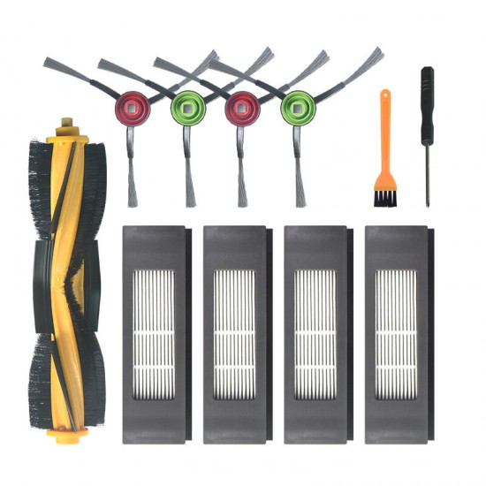 11pcs Replacements for T8 Vacuum Cleaner Parts Accessories Main Brush*1 Side Brushes*4 HEPA Filters*4 Screwdriver*1 Cleaning Tool*1 [Non-Original]