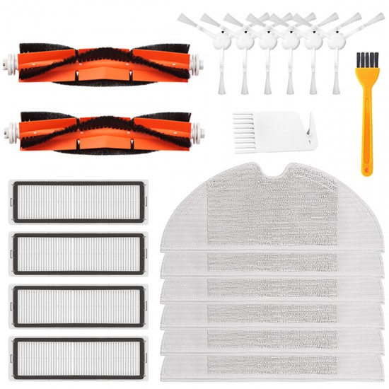 20pcs Replacements for Xiaomi Mijia 1C/STYTJ01ZHM 1t 2Pro+ 2C Dreame F9 Robotic Vacuum Cleaner Parts Accessories Main Brushes*2 HEPA Filter*4 Side Brushes*6 Mop Clothes*6 Cleaning Tools*2 [Not-original]