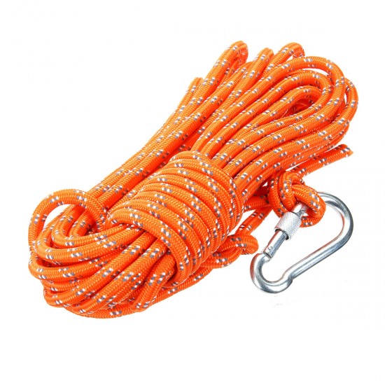 Outdoor Climbing Rope 8MM Diameter, 10M(32ft) Escape Rope With Hook Fire Rescue Parachute Rope Climbing Equipment