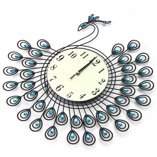 54x54cm Peacock Large Wall Clock Grow In Dark Living Room Bedroom House Decorations