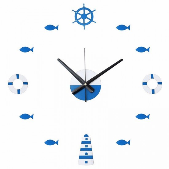 Acrylic Mediterranean Style DIY Wall Clock Buoy Small Fish Bell DIY Mute Wall Clock