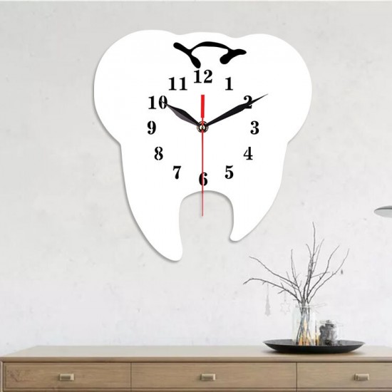 ECY056 Tooth Shape Wall Clock Quartz Wall Clock 3D Wall Clock For Home Office Decorations