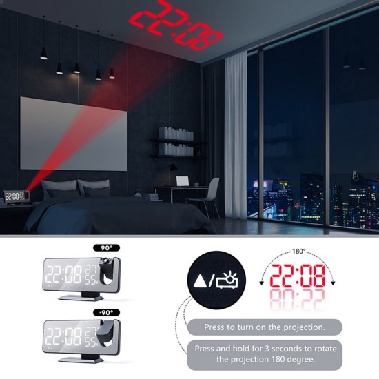 LED Digital Alarm Clock Electronic LED Projector Desktop Digital Projection Alarm Clock Smart Home Bedroom Bedside Clock