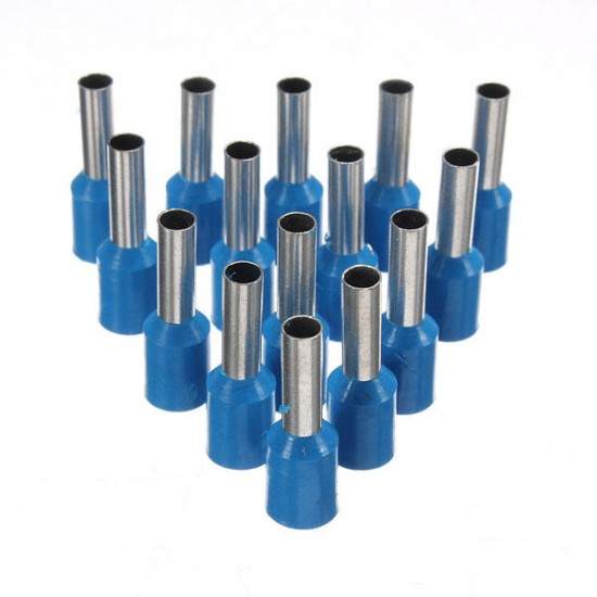 100Pcs AWG 14 Blue Wire Copper Crimp Insulated Cord Pin End Terminal