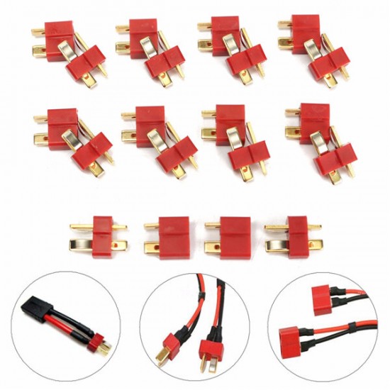 DC 012 20pcs T Plug Male & Female Connectors Deans Style For RC LiPo Battery