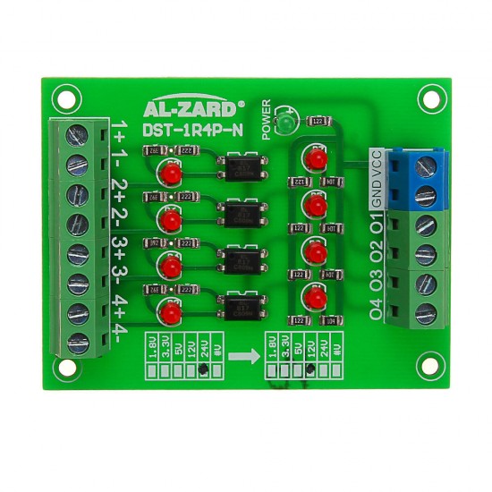 24V To 12V 4 Channel Optocoupler Isolation Board Isolated Module PLC Signal Level Voltage Converter Board 4Bit