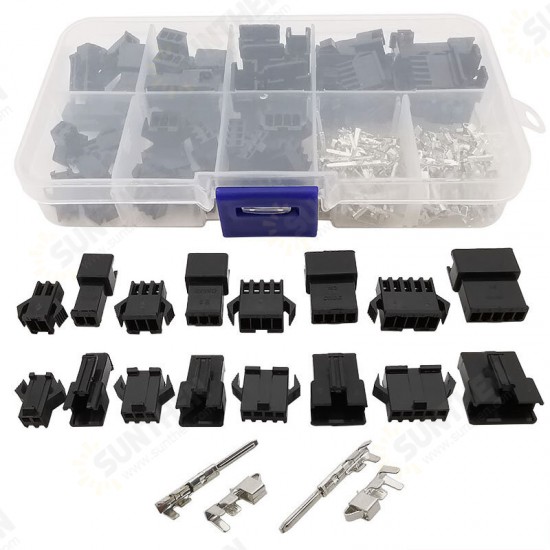 200Pcs 2.54mm Pitch JST SM Connector Kit 2/3/4/5Pin Male/Female Housing Pin Header Crimp Terminals Electrical Wire Connector Kit