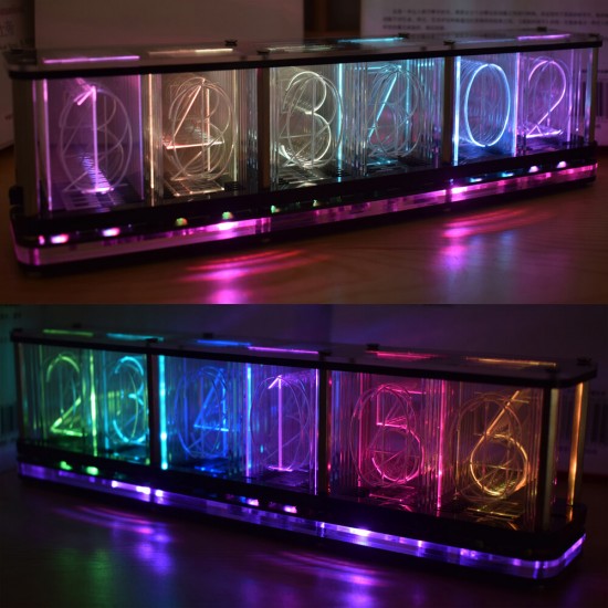 DIY Imitate Glow Clock Kit Full Color RGB Glow Tube Clock LED Music Spectrum Kit