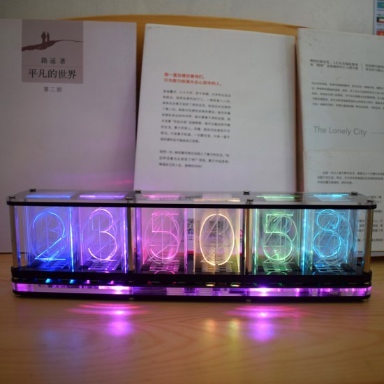 DIY Imitate Glow Clock Kit Full Color RGB Glow Tube Clock LED Music Spectrum Kit