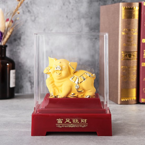 2019 Chinese Zodiac Gold Pig Money Wealth Statue Office Home Decorations Ornament Gift