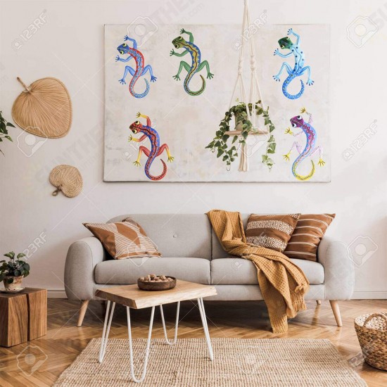 2/3/5 Metal Gecko Wall Decor Art Set Decor Hanging Art Wall Decoration for Bedroom Living Room Office Garden