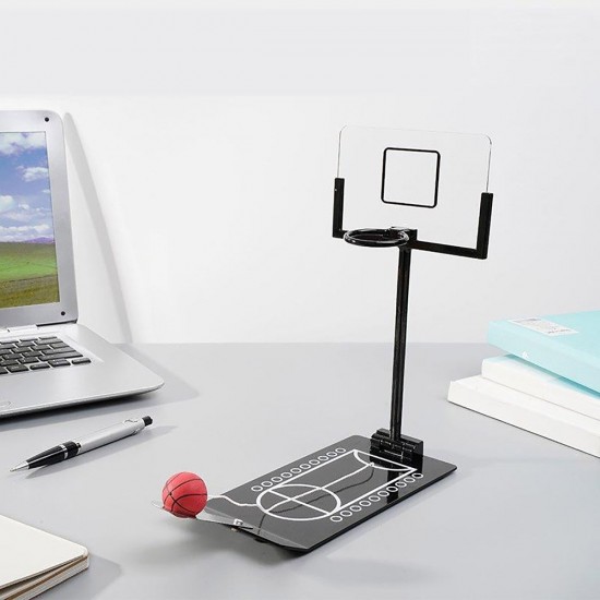 Basketball Game Toys Metal Desktop Decoration Foldable Shooting Rack Stress Relief Ornament Creative Office Home Table Decor Gift