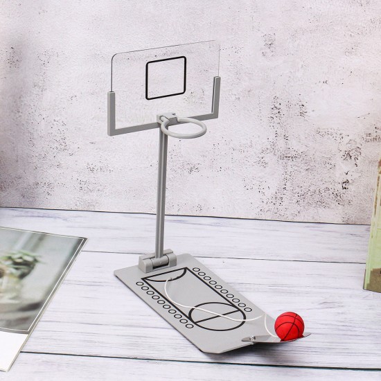 Basketball Game Toys Metal Desktop Decoration Foldable Shooting Rack Stress Relief Ornament Creative Office Home Table Decor Gift