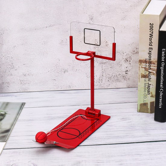 Basketball Game Toys Metal Desktop Decoration Foldable Shooting Rack Stress Relief Ornament Creative Office Home Table Decor Gift