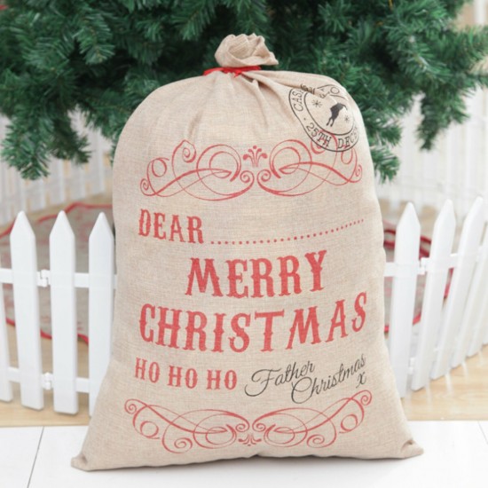 Christmas Santa Gift sack Cloth Stocking Storage Burlap Bag Bundle Christmas Decorations