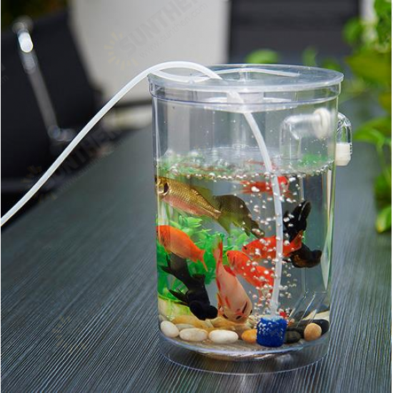 Ecological Cylindrical Miniature Plastic White Fish Tank Desktop Decor Fishing Kits