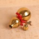 Gold Brass Feng Sui Gourd with Red Ribbon Good Luck Collection Decorations