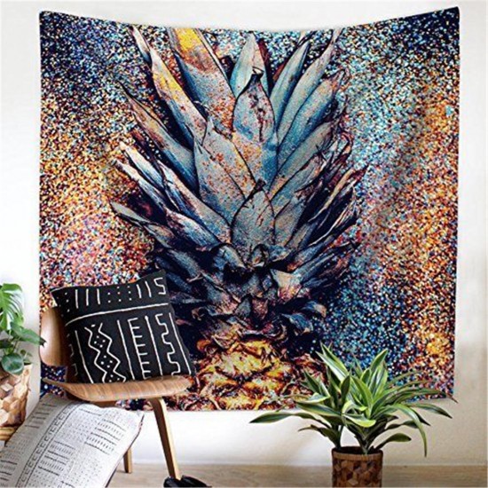 Mandala Tapestry Watercolor Pineapple Print Indian Wall Hanging Home Decor